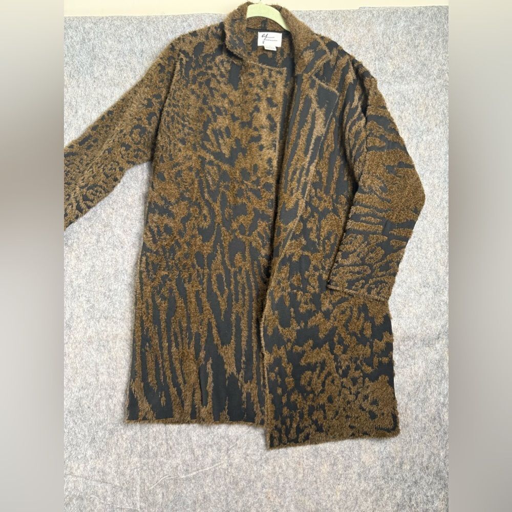Andrea Jovine Open Front Cardigan Sweater Women's Small Animal Print